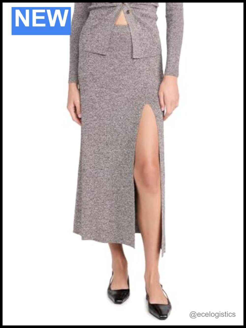 Midi Skirt with Thigh-High Front Slit